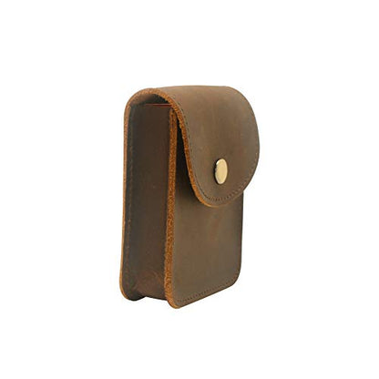 Playing Card Case,Genuine Leather Deck Card Holder for Magicians Poker Players Camping Holidays Trips -Brown - color: Single deck