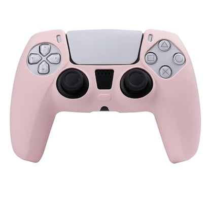 RALAN PurePink Color Controller Skin Silicone for PS5, Non-Slip Grip Cover Protector Compatible with PlayStation 5 Controllers with 2 Thumb Grip Caps - color: PurePink