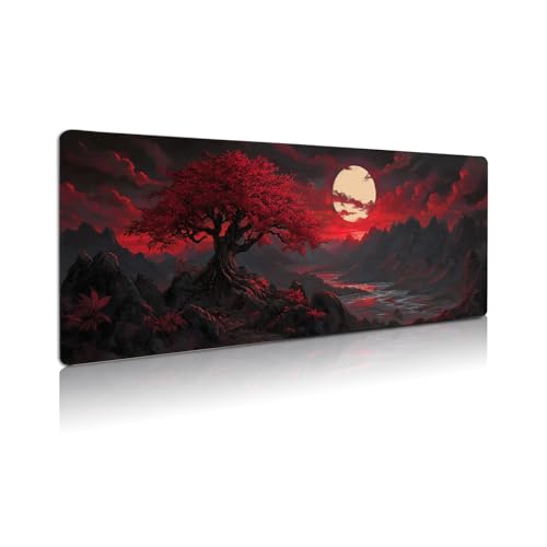 Extended Gaming Mouse Pad, Large Mouse Mat 3 mm Nature Rubber Base Mousepad with Stitched Edges, Non-Slip Desk Mat for Office Home Great Gift 31.5x11.8 Inch (Dark Canyon 1) - color: Dark Canyon 1