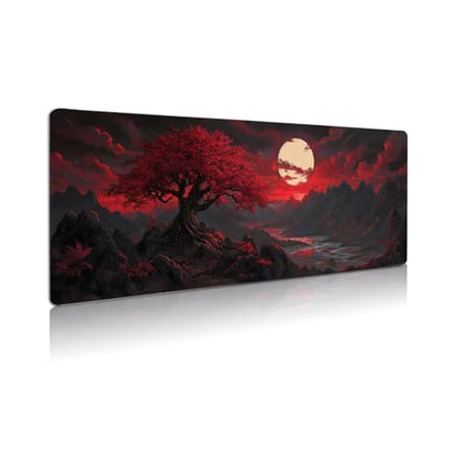 Extended Gaming Mouse Pad, Large Mouse Mat 3 mm Nature Rubber Base Mousepad with Stitched Edges, Non-Slip Desk Mat for Office Home Great Gift 31.5x11.8 Inch (Dark Canyon 1) - color: Dark Canyon 1