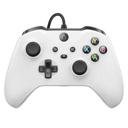 IWGAME Wired Controller for X-BOX ONE/PC, Gamepad with 3.5mm Audio Jack&Dual Vibration, Support Turbo Function, Compatible with X-BOX One/One S/X, X-BOX Series S/X, PC (White) - color: White