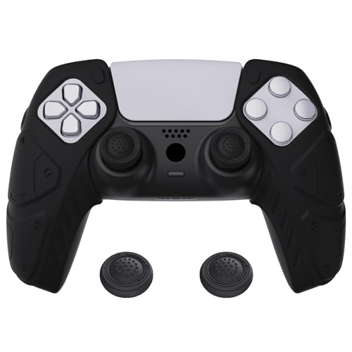 PlayVital Mecha Edition Black Ergonomic Soft Controller Silicone Case Grips for ps5, Rubber Protector Skins with Thumbstick Caps for ps5 Controller - Compatible with Charging Station - color: Black