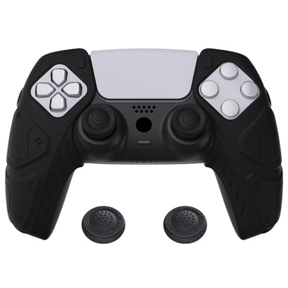 PlayVital Mecha Edition Black Ergonomic Soft Controller Silicone Case Grips for ps5, Rubber Protector Skins with Thumbstick Caps for ps5 Controller - Compatible with Charging Station - color: Black