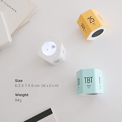 mooas Multi-Hexagon Clock Timer, Cube, Backlight, Countup/Down (White) | 6 Preset Times, Productivity Timer, 12/24H Clock, Battery Operated, Sound/Mute, Easy to Use, Exercise, Study, Cooking, Work - color: White, Mint, Yellow