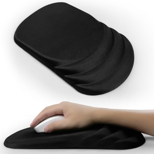 Ergonomic Mouse Pad Wrist Support，Wrist Rest Mouse pad for Carpal Tunnel Pain Relief with Memory Foam&Non-Slip PU Base, Mouse Pads for Wireless Mouse & Desk (12x8 inch,Black)
