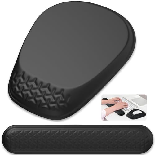 Mouse Pad with Wrist Rest, Comfortable Keyboard Wrist Rest, Memory Foam Wrist Rest for Computer Keyboard, Ergonomic Mouse Pad Set for Easy Typing & Pain Relief for Office Black - color: Black