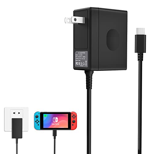 45W YCCSKY Charger for Nintendo Switch,AC Adapter for Nintendo Swith - Fast Travel Wall Charger with 5FT USB C Cable 15V/3A Power Supply for Switch Supports TV Mode and Dock Station (Black) - color: black, size: 5FT