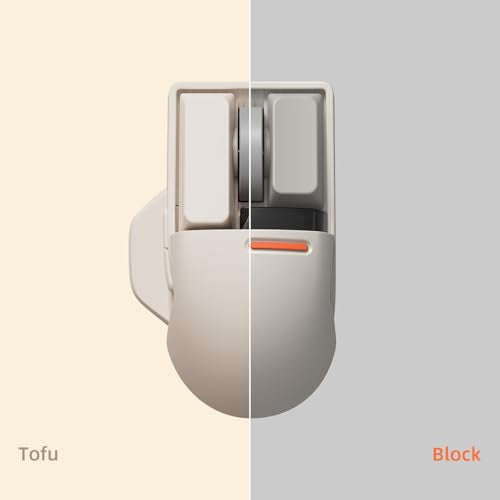 LOFREE Touch PBT Wireless Mouse with USB Receiver, Bluetooth, Wired Connection, Rechargeable, 4000 DPI with OLED Screen Compatible with Glass Surface for Mac Windows PC Notebook/Block Retro Grey - color: Block Retro Grey
