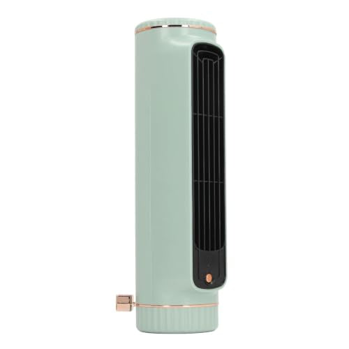 TOPINCN Desk Bladeless Fan, Quiet Desktop Fan Bladeless with 3 Cooling Speeds, Rechargeable Table Cooling Fan for Bedroom Office Home Outdoor, Tower Fan Cooling Fan (Green)