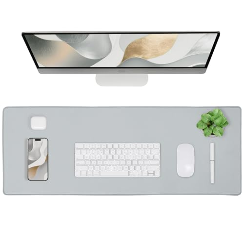 ALOANES Non-Slip Extended Mouse Pad Office&Home Desk Mat Stitched Edge | Light Gray Large Waterproof Mousepad for Keyboard, Computer Game 27.6"x11.8"x0.12" - color: Light Gray, size: 27.6L x 11.8W inches