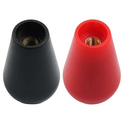 ZOCCVI Arcade Joystick Ball Top Handle, Black and Red, 2 Pcs | M6 Thread, Plastic Replacement Knob, DIY Arcade Game Fight Stick, Oval - color: Black+Red(Oval)