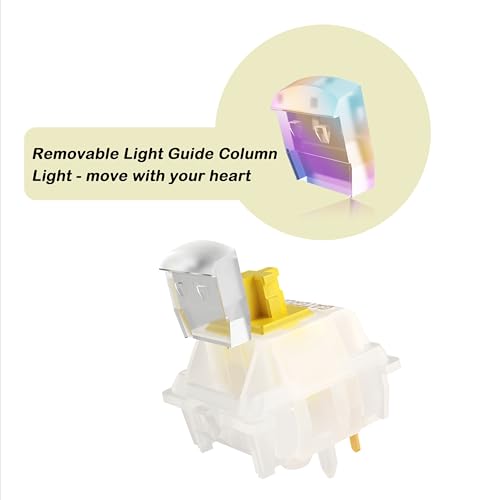 Gateron Milky Yellow Pro V3 Creamy Linear Keyboard Switches,36 Pack | 5-Pin Pre-Lubed Switches,Removable Light Guide Column,Compatible With MX Mechanical Gaming Keyboards,Life 80 Million Cycles - color: Milky Yellow Pro V3, size: 36Pcs