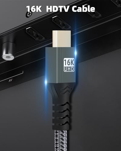 16K HDTV 2.2 HDR Cable with 16K@60Hz,12k@120 8K@240Hz,4K@480Hz for PC Laptop,TV,Monitor,Projector(1M/3.2FT) - style: 1M/3.2FT