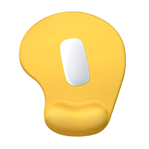 Hsurbtra Ergonomic Mouse Pad with Wrist Rest Support, Gel Mouse Pads with Non-Slip PU Base, Pain Relief Memory Foam Computer Mat, Cute Office Supplies Desk Decro Accessories, Apricot Yellow - color: Apricot Yellow, size: Normal
