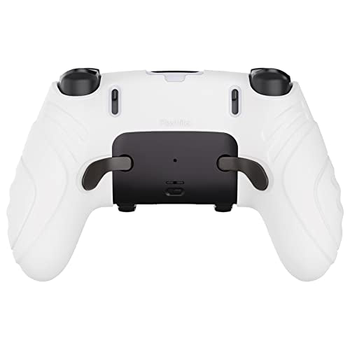 PlayVital Guardian Edition Anti-Slip Ergonomic Silicone Cover Case for ps5 Edge Controller, Soft Rubber Protector Skin for ps5 Edge Wireless Controller with Thumb Grip Caps - White - color: White
