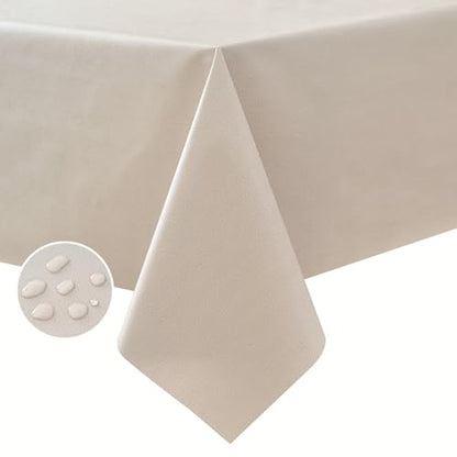 NLMUVW Vinyl Tablecloth Square 100% Waterproof Oil Proof Spill Proof PVC Table Cloth Wipe Clean Table Cover for Kitchen Dining Picnic, Light Brown, 48 x 48 inch - color: Light Brown, size: 48" x 48" (Square)