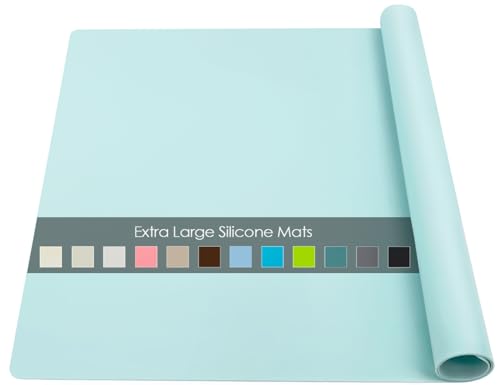 Extra Large Silicone Craft Mat for Kids, Mint Green Silicone Sheet for Crafts, Kitchen Non-Stick Baking Mat, Heat Resistant Countertop Protector Mat, Waterproof Placemat, Multipurpose Mat 24''x16'' - color: Mint Green, size: 23.6"L x 15.7"W