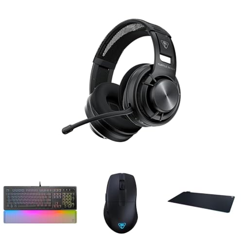 Turtle Beach PC Gaming Bundle: Atlas Air Wireless Open Back Headset + Vulcan II MAX Mechanical LED Keyboard + Pure Air Ultra-Light Gaming Mouse + Sense Aimo XXL Ultra-Wide LED Mousepad (Black)