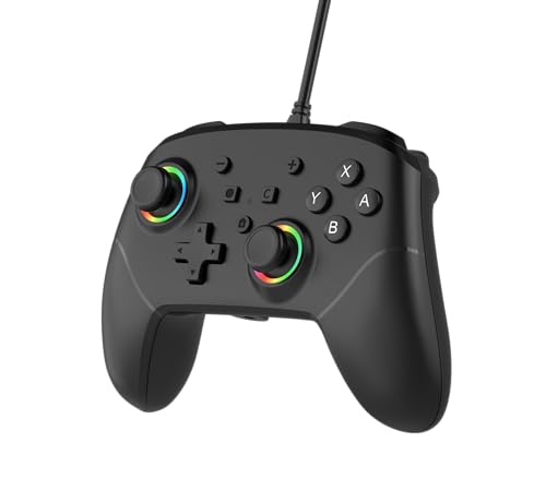 BETMI Wired Pro Controller for Switch 2/1/Windows, 9-Axis, 3.5mm, Marco/Vibration/Hall Joysticks（Light Black) - color: Light Black