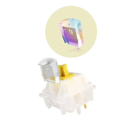 GATERON Milky Yellow Pro V3 Keyboard Switches, Pre-lubed Linear 5 pin for All MX Mechanical Keyboard (72PCS) - color: Milky Yellow Pro V3, size: 72pcs