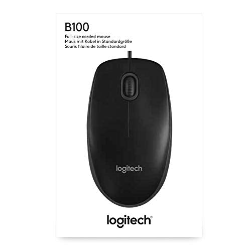 Logitech B100 Wired Mouse for Computer and Laptop, USB Corded Mouse, Right or Left Hand Use - Black (Pack of 2) - size: 1 Count (Pack of 2)