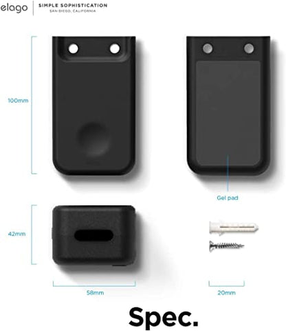elago Universal Remote Holder Mount Compatible with Apple TV Remote and All Other Remote Controls - Adhesive Tape or Screw Mounting Options, Available Wired Charging [Medium] [Black] - color: Black, size: Medium