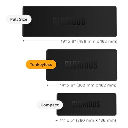 GLORIOUS Gaming Sound Dampening Keyboard Mat - Stitched Edges, Absorbs Keyboard Sounds & Vibrations, Machine Washable, Non-Slip Base, Fits Most Compact Keybaords, 14.17 x 6.38 x 0.16mm - Black - size: TKL