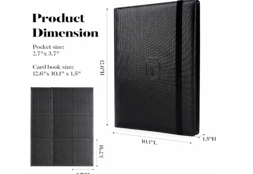 Trading Card Binder Album 9 Pocket, 351 Capacity Card Organizer with Zipper, Side Loading Double-Sided Sleeves, Waterproof PU Leather Card Collection Binder for TCG, MTG, Sports Cards