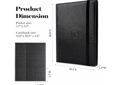 Trading Card Binder Album 9 Pocket, 351 Capacity Card Organizer with Zipper, Side Loading Double-Sided Sleeves, Waterproof PU Leather Card Collection Binder for TCG, MTG, Sports Cards