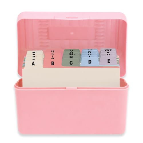 H4D Index Card Holder 3x5 Inches with 25 Plastic Dividers, Light Pink - color: Light Pink, size: 3x5 inch
