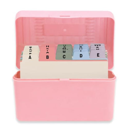 H4D Index Card Holder 3x5 Inches with 25 Plastic Dividers, Light Pink - color: Light Pink, size: 3x5 inch