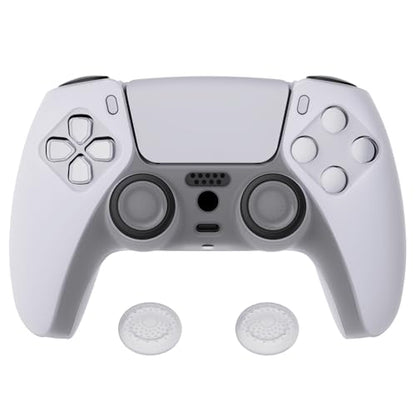 PlayVital Transparent Clear White Pure Series Anti-Slip Silicone Cover Skin for ps5 Controller, Soft Rubber Case for ps5 Wireless Controller with Clear White Thumb Grip Caps - color: Transparent Clear White