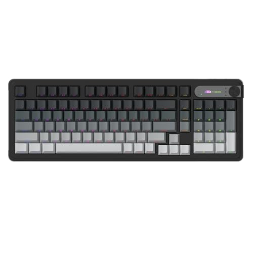 MageGee GK960 Wireless Keyboard, 98 Keys Tri-Mode BT/2.4G/Wired Membrane Gaming Keyboard, RGB Creamy Keyboard with Number Pad, Knob Control, Side Printed Keycaps, 4000mAh Battery - Black & Gray - color: Black & Gray