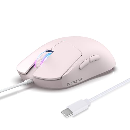 HXMJ Wired USB C Gaming Mice,7200DPI,Corded Mouse with RGB Backlit for Apple MacBook,Tablets,Computer or Laptops with Type C Port-Pink - color: Pink