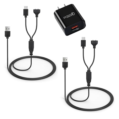 2-Pack Dog Training Collar Charger for Jugbow Shock Collar, 2-in-1 Magnetic and USB C Charging Cable with Power Adapter - size: 3 ft cable with adapter