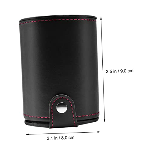 GARVALON 1set Double-Layer Dice Cup Pu Leather Dice Storage Container Lids Includes Shaking Cup and Dot Dices for Family Gatherings and Bar Entertainment