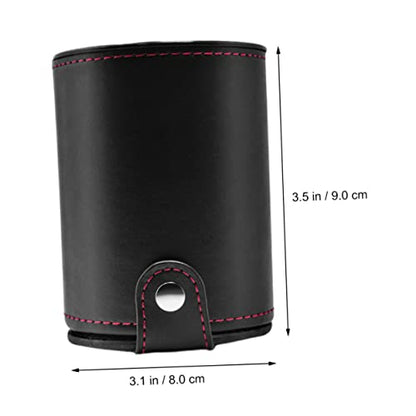 GARVALON 1set Double-Layer Dice Cup Pu Leather Dice Storage Container Lids Includes Shaking Cup and Dot Dices for Family Gatherings and Bar Entertainment