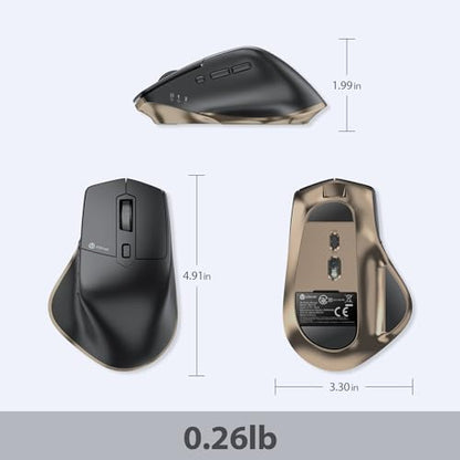 iClever Wireless Mouse, Dual-Mode (BT 5.1&2.4G) Bluetooth Mouse for Laptop | 3-Device Bluetooth & 2.4G Switching, Silent Click, Ergonomic, 5-Level DPI, USB-C Rechargeable for MacBook, Laptop, PC, Tablet - color: Black-Gold