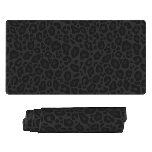 Black Leopard Print Large Extended Mouse Pads XL Mousepad with Stitched Edges Non-Slip Rubber Base Computer Keyboard Pad Desk Mat for Home Office Desk Decor, 29.5" X 15.8" - color: Leopard (Black), size: 29.5L x 15.8W inches