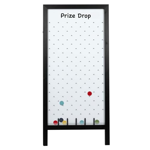 Ilyapa Prize Drop Board, 28x57 in - Penny Drop Game, Whiteboard Sign | Wooden A-Frame Whiteboard Sign, Includes 20 Coin Drop Discs & Eraser - For Trade Shows & Events - color: White, size: 28x57