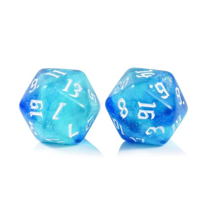 10PCS Polyhedral D20 Dice Set 20mm Acrylic Dice Double Colors 20 Sided Game Dice for RPG MTG DND Table Games (Blue Green) - color: Blue Green