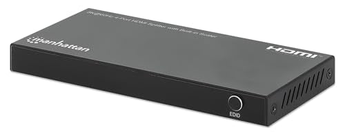 Manhattan HDMI Splitter with Scaler 1 in 4 Out, 8K 60Hz 4K 120Hz, EDID Control, HDR, HDCP 2.3, 48 Gbps, Metal Housing - 208475 - size: 1 In x 4 Out
