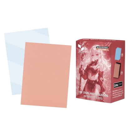 Peach Pink MTG Card Sleeves, Hypttior Dual Matte Textured 100 Card Sleeve with 100 Inner Sleeves for Standard Card, MTG, PKM, Baseball Card, Sports Cards - color: Peach
