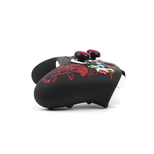 Tiger Controller Skin Compatible with Xbox Series X Wireless Controller, RALAN Protector Case， Customised Thumb Grips Cap - color: Tiger Black Red