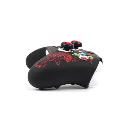 Tiger Controller Skin Compatible with Xbox Series X Wireless Controller, RALAN Protector Case， Customised Thumb Grips Cap - color: Tiger Black Red
