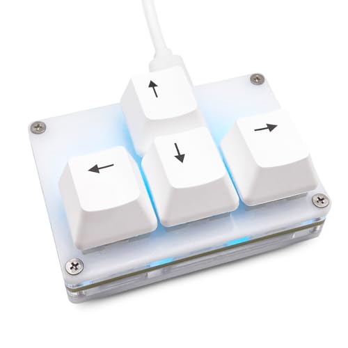 BTXETUEL Mini 4-Key Keypad WASD Arrow Key Keycaps Keyboard One-Handed Mechanical Gaming Keypad Programmable USB-C Customized Keyboard for Working or Gaming (White, Arrow Keycaps 2) - color: White, size: Arrow Keycaps 2