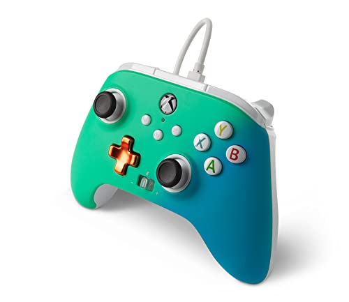 PowerA Enhanced Wired Controller for Xbox Series X|S - Seafoam Fade, gamepad, wired video game controller, gaming controller, Xbox Series X|S, Officially Licensed for Xbox - color: Seafoam Fade