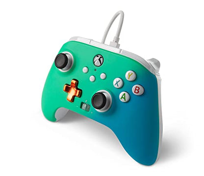 PowerA Enhanced Wired Controller for Xbox Series X|S - Seafoam Fade, gamepad, wired video game controller, gaming controller, Xbox Series X|S, Officially Licensed for Xbox - color: Seafoam Fade