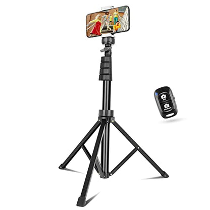 Sensyne 67" Phone-Tripod, Extendable Cell Phone Tripod Stand & Selfie Stick with Wireless Remote and Phone Holder, Compatible with iPhone Android Phone, Camera - color: Black, size: 67-inch