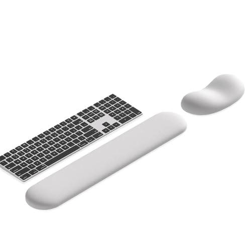 Ergonomic Wrist Rest Set for Keyboard and Mouse | Cooling Gel & Slow-Rebound Memory Foam Palm Support Pad | Luxe Leather, Minimalist, Non-Slip PU Base for Office, Laptop & Gaming (03White) - color: 03white